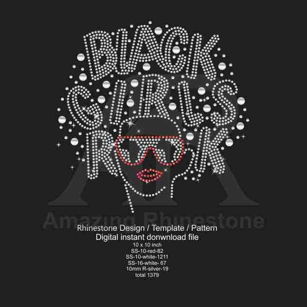 Afro Black Girls Rock Bling t-shirt Strass numérique téléchargement instantané fichier svg eps png, Fichier coupé, Impression Dot Art