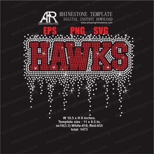 HAWKS strass sjabloon digitale instant download, gesneden bestand svg, eps, png.