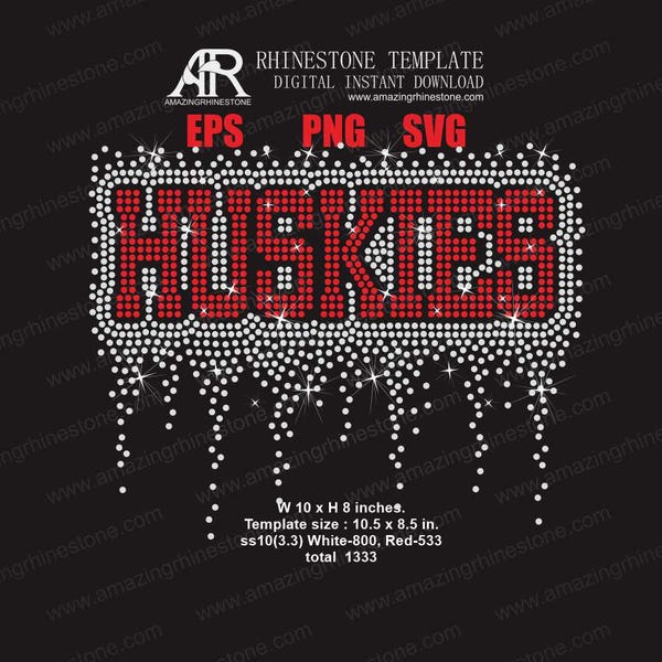 HUSKIES  rhinestone template digital instant download, cut file svg, eps, png.