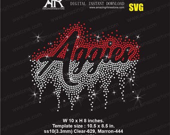 Aggies rhinestone template digital instant download, cut file svg, eps, png.
