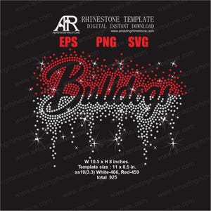 Plantilla de diamantes de imitación de Bulldogs, descarga instantánea digital, archivo de corte svg, eps, png.