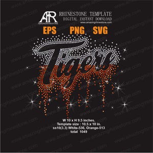 Tijgers strass sjabloon digitale instant download, gesneden bestand svg, eps, png.