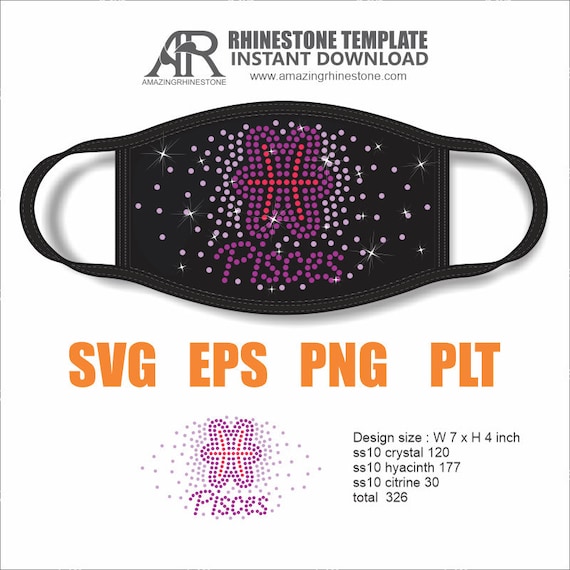 Zodiac Pisces Sign Rhinestone Template, Svg, Eps, Plt 