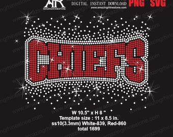 CHIEFS rhinestone template digital instant download, cut file svg, eps, png.
