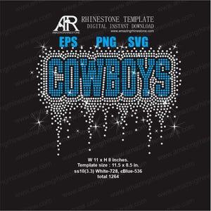 Plantilla de diamantes de imitación COWBOYS, descarga instantánea digital, archivo de corte SVG, EPS, PNG.