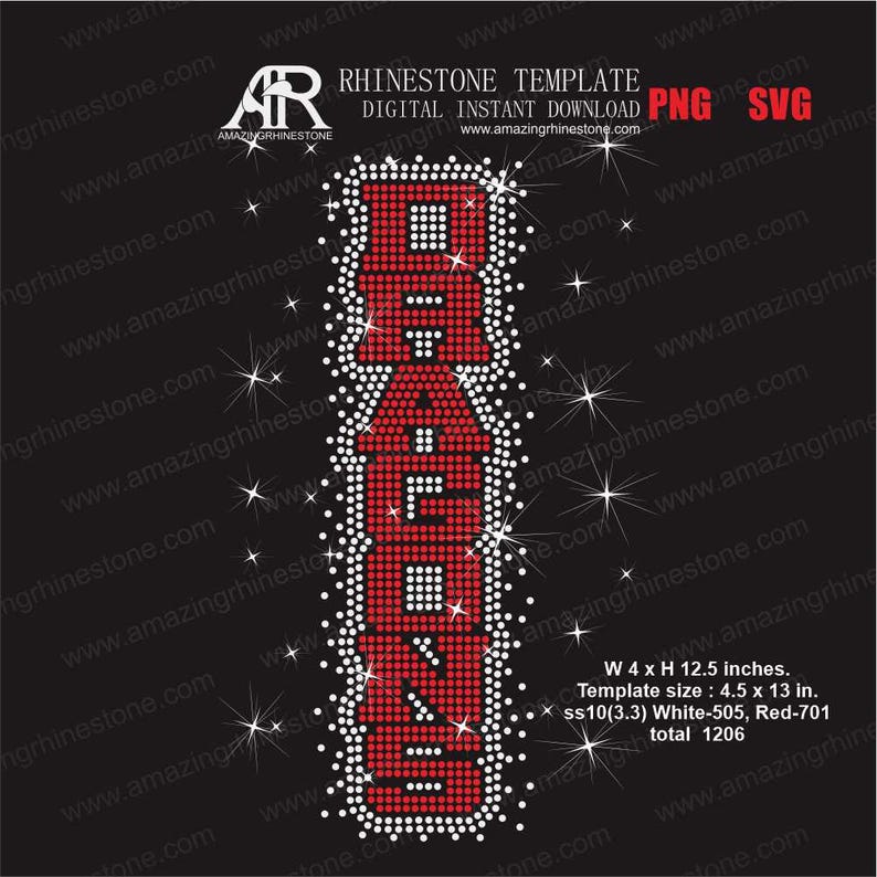DRAGONS Vertical Rhinestone Template Digital Instant Download, Cut File ...