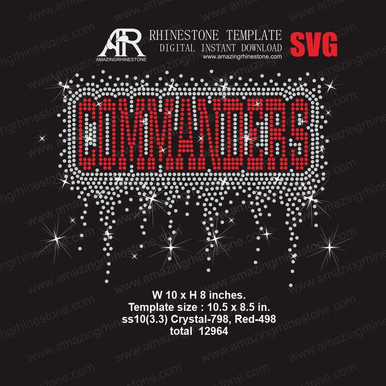 COMMANDERS Rhinestone Template Digital Instant Download, Cut File Svg ...