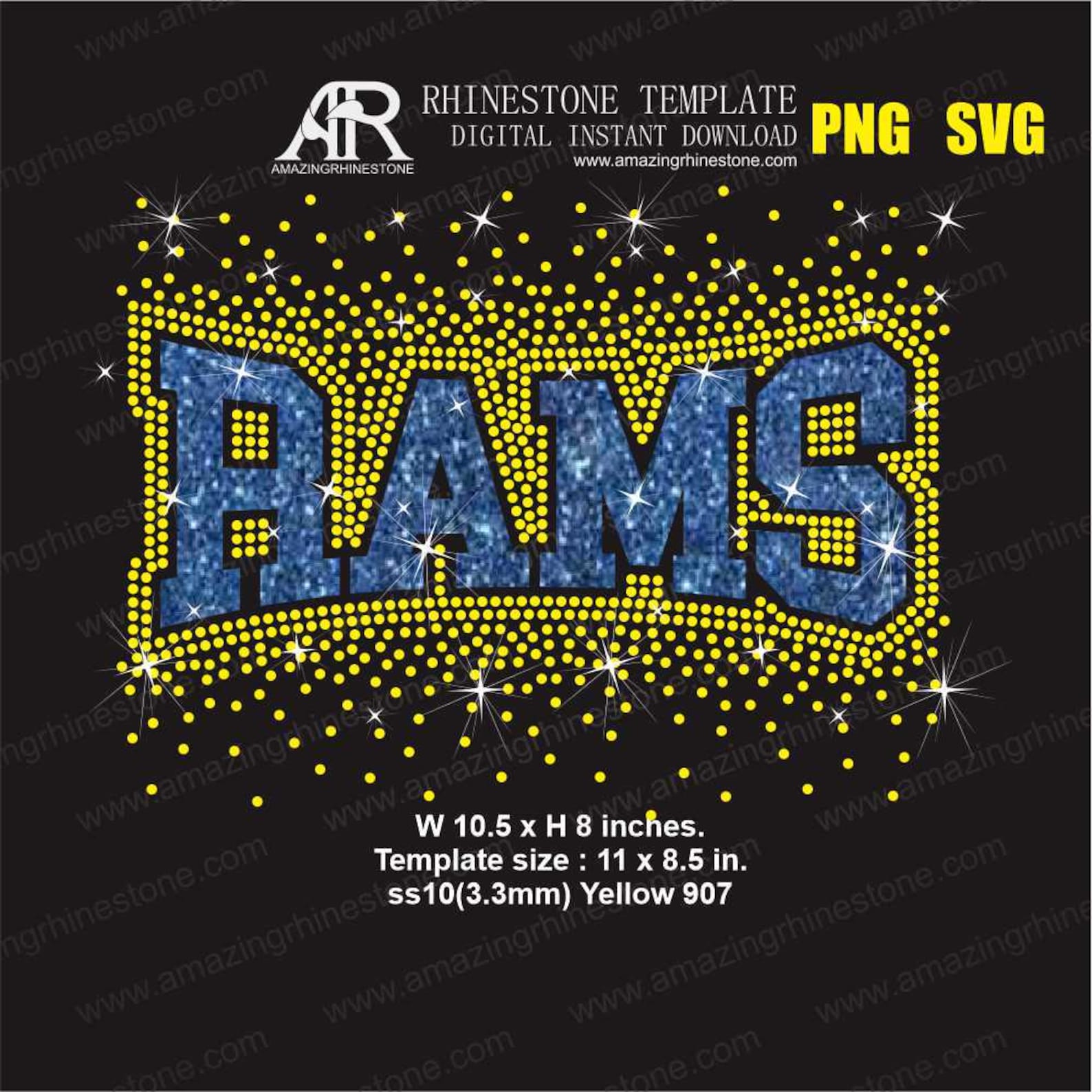 RAMS Rhinestone Template Digital Instant Download, Cut File Svg, Eps ...