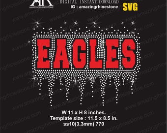 EAGLES  rhinestone template digital instant download, cut file svg. png.