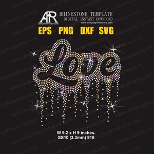 Liefde druipende strass sjabloon digitale instant download, gesneden bestand svg, eps, png.