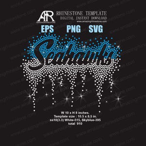 Plantilla de diamantes de imitación de los Seahawks, descarga instantánea digital, archivo de corte SVG, EPS, PNG.