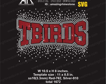 TBIRDS rhinestone template digital instant download, cut file svg. png.