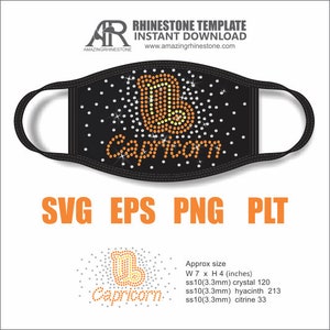 Zodiac Steenbok strass sjabloon, strass svg, eps, plt, strass cricut, bling gezichtsmasker