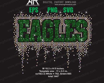 EAGLES rhinestone template digital instant download, cut file svg, eps, png.
