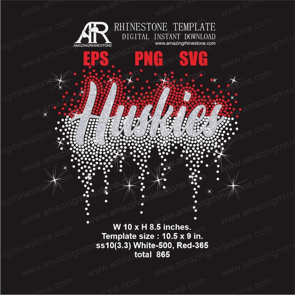 Huskiesrhinestone template digital instant download, cut file svg, eps, png.