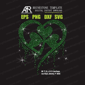 Archivo de plantilla de diamantes de imitación de trébol de corazón, svg, eps, png.