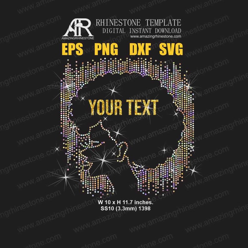 Afro Girl Rhinestone Template Digital Instant Download, Cut File Svg ...