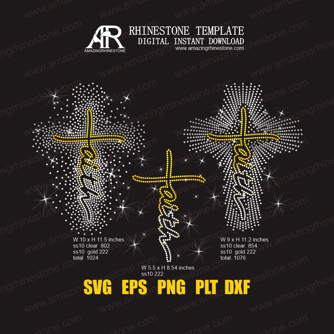 Faith Cross Rhinestone Template Digital Instant Download File Svg Eps ...