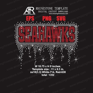 Plantilla de diamantes de imitación SEAHAWKS, descarga instantánea digital, archivo de corte en formato SVG, EPS, PNG.