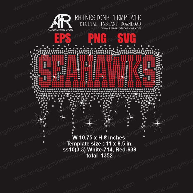 SEAHAWKS Rhinestone Template Digital Instant Download, Cut File Svg ...