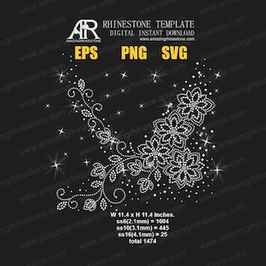 Digital Instant donwload Rhinestone template-pattern files,Flower rhinestone Applique for textile,clothing