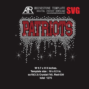 Plantilla de diamantes de imitación PATRIOTS, descarga instantánea digital, archivo de corte en formato SVG, EPS, PNG.