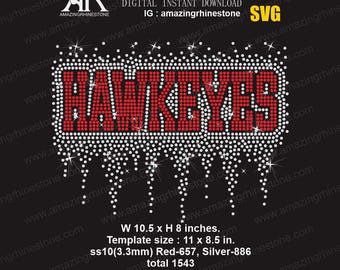 HAWKEYES rhinestone template digital instant download, cut file svg. png.