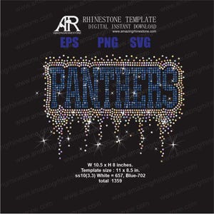 Plantilla de diamantes de imitación PANTHERS, descarga instantánea digital, archivo de corte en formato SVG, EPS, PNG.