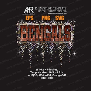 Modelo de strass BENGALS para download instantâneo digital, arquivo de corte svg, eps, png.