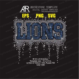 Modello di strass LIONS download digitale istantaneo, file di taglio svg, eps, png.