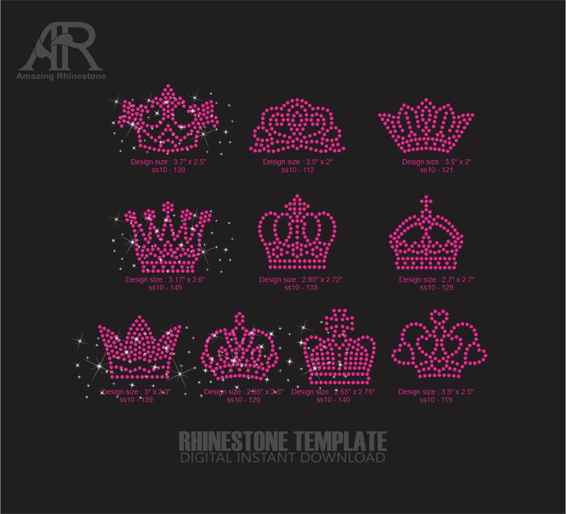 Princess Rhinestone Svg Instant Download Rhinestone Template, Svg, Eps, Png, Dxf. Small Royal ...