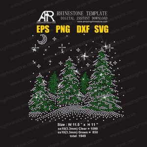 Verschneite Weihnachtsbäume Strass Vorlage digitaler Sofort-Download, Schneidedatei svg, eps, png.