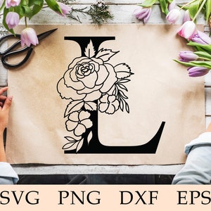 Fuente botánica svg, Floral Letter L svg, Floral Alphabet L svg, Initial L svg, Botanical Letter L svg, Flower L Font, Monogram L, svg