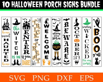 Halloween Porch Sign Bundle, Halloween Vertical Sign Bundle svg, Halloween svg, Halloween svg Bundle, Cricut, Silhouette, svg, png, Vector