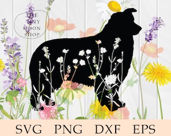 Floral Australian Shepherd Silhouette svg, Flower Australian Shepherd svg, Aussie svg, Aussie svg, Cute, Cut File, Cricut, svg, Clip Art