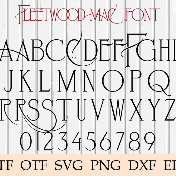 Fleetwood Mac Schriftart svg, Gerüchte Schriftart svg, Gerüchte Fleetwood Schriftart, 1970er Jahre Rock Schriftart, Stevie Nicks svg, Cricut, eps, png, dxf, ttf, otf