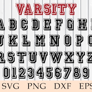 Varsity Font Svg Block Font Svg Varsity Alphabet Svg - Etsy