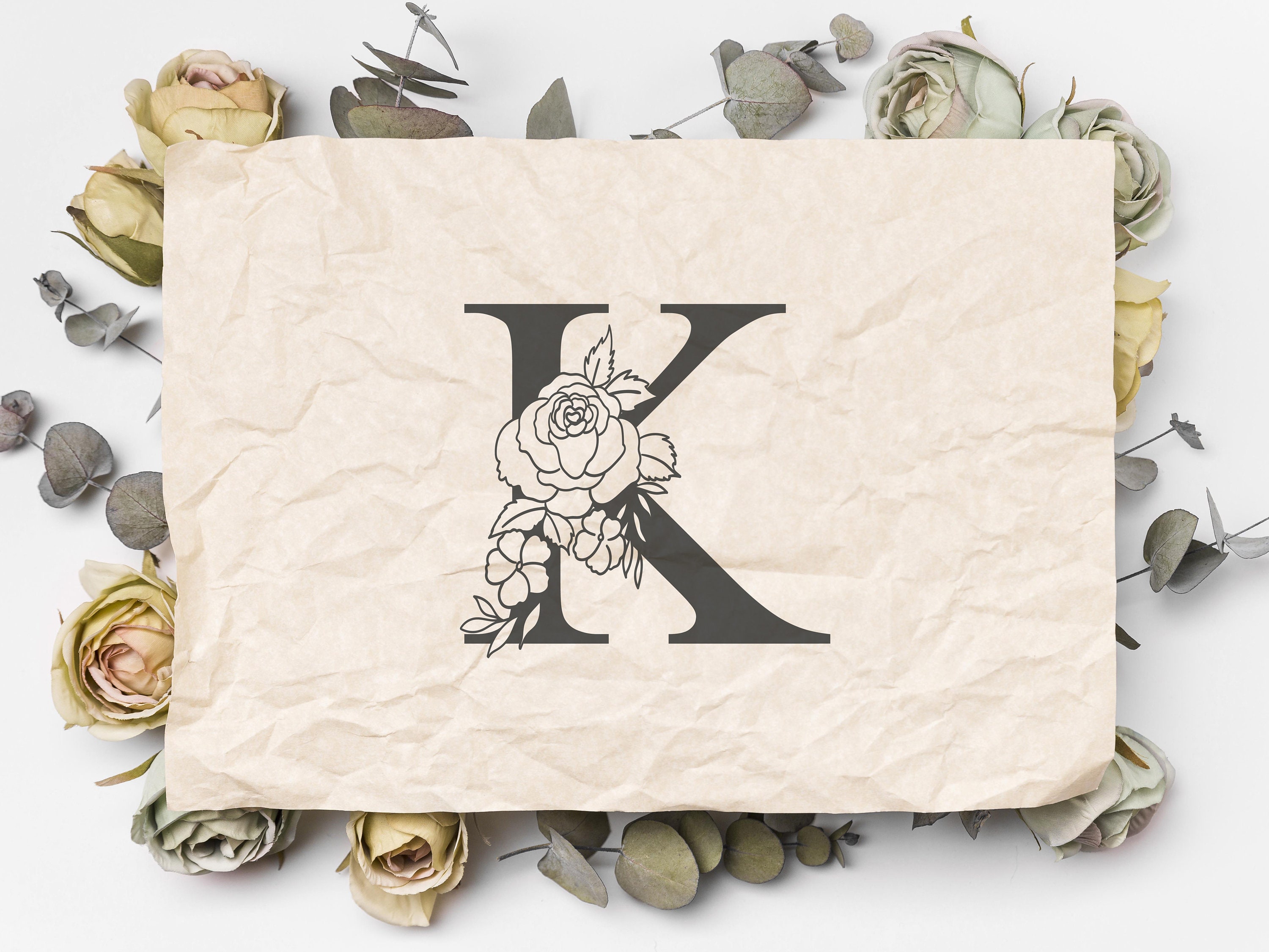 Floral Alphabet Svg Floral Letter K Svg Floral Alphabet K Etsy Canada