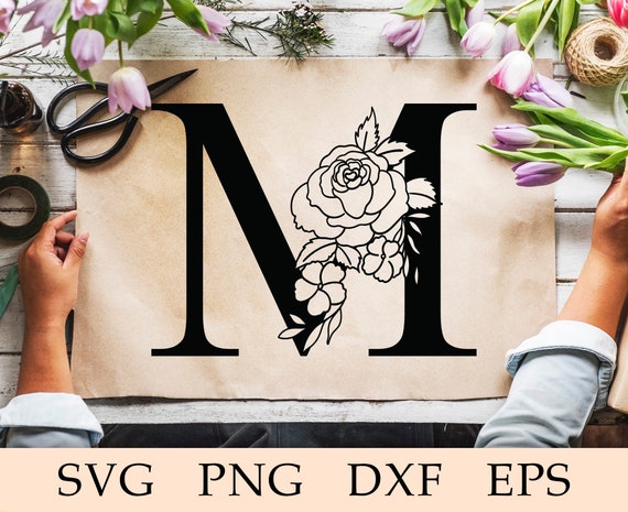 Floral Font Svg Floral Letter M Svg Floral Alphabet M Svg 