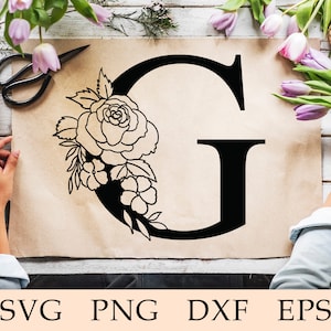 Fuente botánica svg, Floral Letter G svg, Floral Alphabet G svg, Initial G svg, Botanical Letter G svg, Flower G Font, Monogram G, svg
