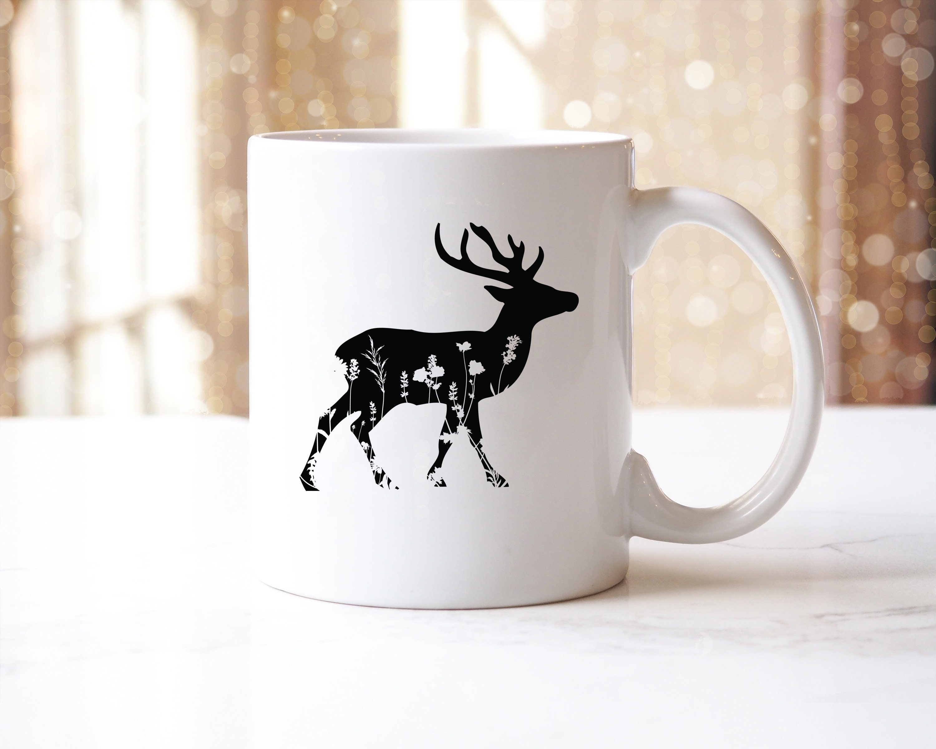 Download Floral Deer Silhouette svg Flower Deer svg Deer svg Cute | Etsy