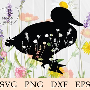 Floral Duck Silhouette svg, Floral Duck svg, Duck svg, Cute Duck,Wildflower Duck,Duck with Flowers,Zentangle,Mandela,Mandala,Cricut File,svg