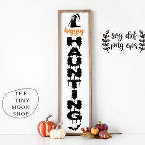 Halloween Porch Sign svg, Happy Haunting Sign svg, Halloween Vertical Sign svg, Halloween, Cricut, Silhouette, Download, svg, png, Vector