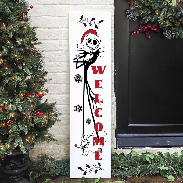 Jack Skellington svg, Nightmare Before Christmas Porch Sign svg, Xmas Sign png, Christmas Vertical Sign svg, Cricut, svg, png, download