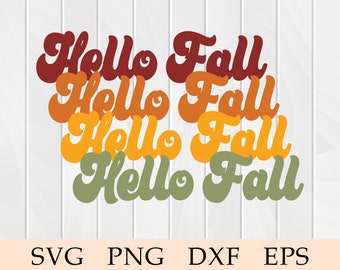 Hello Fall svg, Retro Hello Fall svg, Retro Fall svg, Fall svg, Thanksgiving svg, Fall Sign, Fall Shirt, Retro Font, Retro svg, svg, Cricut