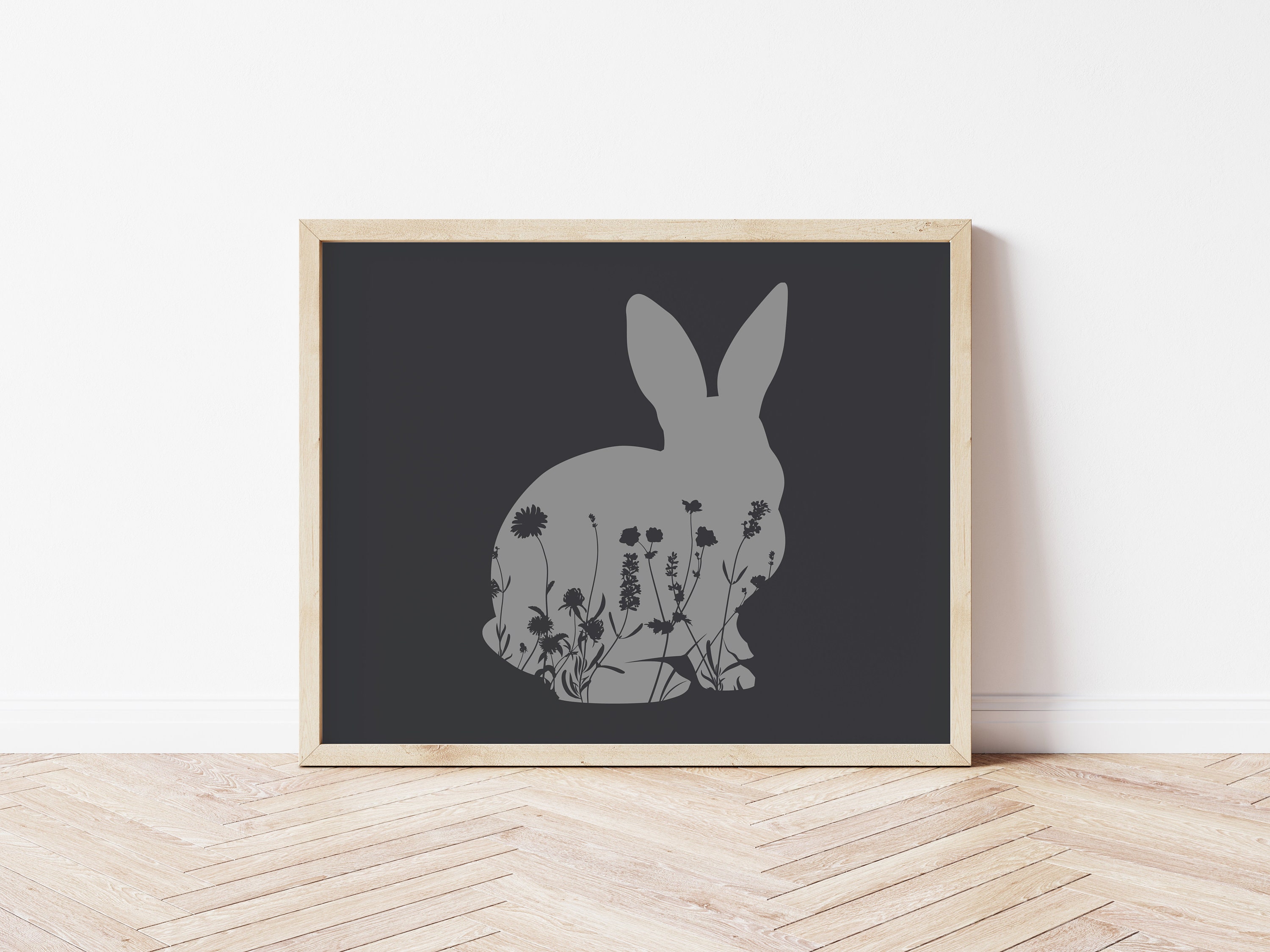 Floral Rabbit Silhouette Svg, Floral Bunny Svg, Easter Bunny Svg ...