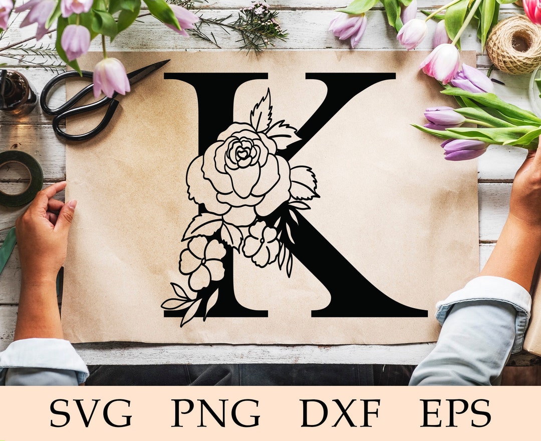 Floral Alphabet Svg Floral Letter K Svg Floral Alphabet K Etsy Canada