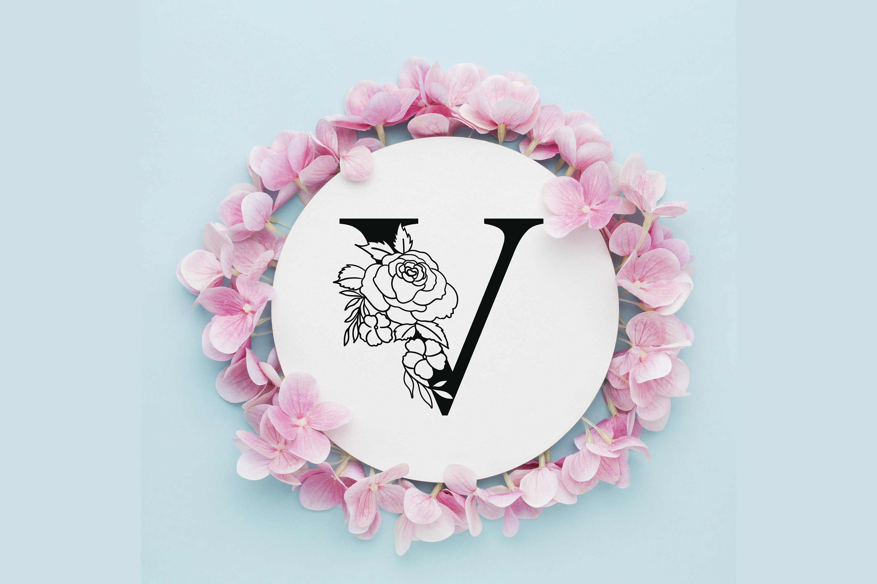 Flower Alphabet svg Floral Letter V svg Floral Alphabet V Etsy