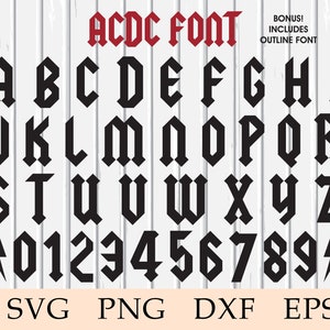 ACDC Rock Font svg, Rock Font svg, ACDC Alphabet svg, Vintage Hard Rock Font, Rocker Font, Cricut, svg, eps, png, dxf, Digital Download