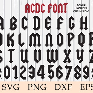 ACDC Rock-lettertype svg, Rock-lettertype svg, ACDC-alfabet svg, Vintage Hard Rock-lettertype, Rocker-lettertype, Cricut, svg, eps, png, dxf, digitale download